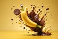Playful Banana Amidst Chocolaty Dance