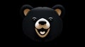 Playful Black Bear Head On Black Background - 3d Character Illustration