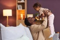 Playful Black father cuddling with little daughter at home Royalty Free Stock Photo
