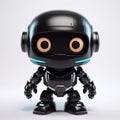 Playful Black Robot Model With Bright Eyes - Interactive Cubo-futurism Design