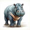 Playful Blue Hippo with a Gentle Gaze and Charming Smile. AI generation