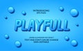 Playful blue water color 3d emboss . modern and fun. editable font and text effect