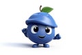 Playful Blueberry Cartoon Character with Cap in 3D, Isolated on Transparent Background. AI