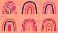 Playful boho rainbow digital artwork. colorful of bundle rainbow illustrations Royalty Free Stock Photo