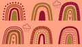 Playful boho rainbow digital artwork. colorful of bundle rainbow scandinavian illustrations Royalty Free Stock Photo