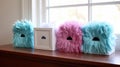 Playful And Bold Tissue Box Arrangements In Furry Art Style