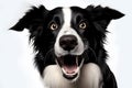 Playful border collie dog posing for a photo. Studio portrait photography style.