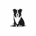 Playful Border Collie Logo In Black And White
