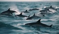 Playful bottle nosed dolphins swimming in deep water generated by AI Royalty Free Stock Photo