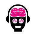 playful brain wave headphone device vector icon