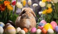 A Playful Bunny in a Colorful Easter Wonderland