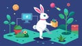 A playful bunny hops around her pen as an AI system detects her boredom and switches to a virtual reality simulation of