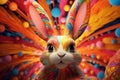 Playful bunny with vibrant abstract patterns