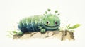 Whimsical Watercolor Illustration Of A Caterpillar Cub