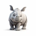 Playful Caricature: Cute Baby Rhino 3d Clay Render