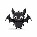 Playful Caricature: Cute Black Bat In Simplistic Cartoon Style Royalty Free Stock Photo