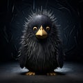 Playful Caricature: Dark Scene With Spiked Black Bird Royalty Free Stock Photo