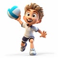 Playful Cartoon Child Volleyball Player Illustration In Unreal Engine