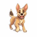 Playful Cartoon Dog Walking And Smiling In Beige And Amber Style