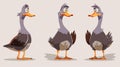 Playful Cartoon Duck Animation Vector Illustration