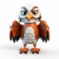 Playful Cartoon Eagle With Big Eyes - 3d Render