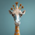 Playful Cartoon Giraffe Head With Crown - 3d Rendering