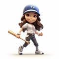 Playful Cartoon Girl In Blue Uniform - Sculpted Hispanicore Character Design