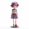 Playful Cartoon Girl Figurine With Purple Hair - Ricoh Ff-9d