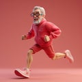 Playful Cartoon Old Man In Sneakers - 3d Render Illustration