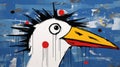 Playful Cartoon Seagull With Blue Dots In Graffiti-inspired Portraiture