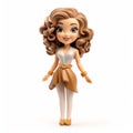 Playful Cartoonish Doll With Long Curly Hair And Brown Dress