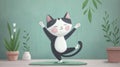 Playful cat balancing on one leg in yoga tree pose Royalty Free Stock Photo