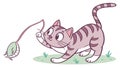 Playful Cat Chasing Mouse Toy Illustration, vector design Generative AI Royalty Free Stock Photo