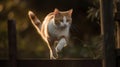 A cat jumping over a fence created with Generative AI