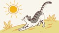 Playful cat stretching gracefully under the warm morning sun, vector design Generative AI Royalty Free Stock Photo