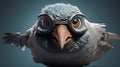 Playful Cgi Bird With Glasses In The Style Of Tomek Setowski