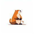 Minimalistic Landscape: Vibrant Beaver Design On White Background