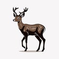 Playful Character Design: Black And White Stag In Vintage Style