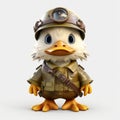 Little Cute Mallard - High-quality Cartoon Duck In Military Style