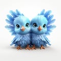 Playful Character Design: Little Cute Bluebirds In Zbrush Style