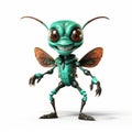 Whirly: A Lifelike Robotic Insect In Emerald And Bronze Royalty Free Stock Photo