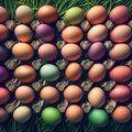 A playful and charming image of Easter eggs arranged, generative AI Royalty Free Stock Photo