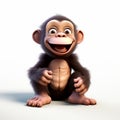 Playful Chimpanzee 3d Render: Charming Character Illustration With Satirical Commentary