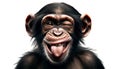 Playful Chimpanzee Making Faces, winking and sticking out the tongue as a funny gesture of a joke