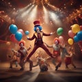 Playful circus scene with acrobats and clowns A lively and colorful composition capturing the excitement of the circus2