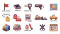 Mining tools and equipment icons set Royalty Free Stock Photo