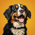 Playful And Colorful Bernese Mountain Dog Portrait Illustration In 32k Uhd Royalty Free Stock Photo