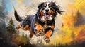 Colorful Cartoon Illustration Of A Bernese Mountain Dog By Piccadilly Design Royalty Free Stock Photo