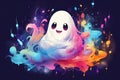 Playful Colorful cute ghost. Generate Ai