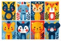 Playful and Colorful Depiction of Cute Stylized Animals in a Child-Friendly Design